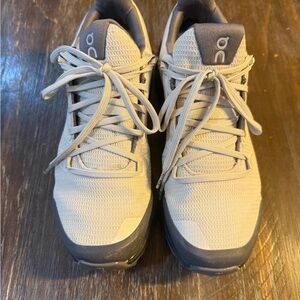 On Running  women's Athletic Shoes - Cream and Gray-waterproof